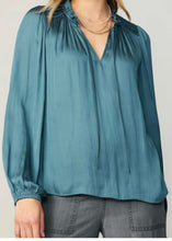 Load image into Gallery viewer, Tie Neck Ruffle Smocked Detail Top
