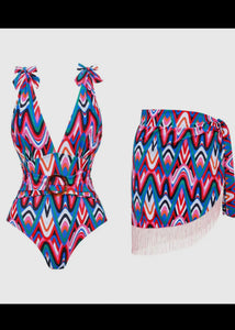 Multicolor One Piece With Matching Sarong