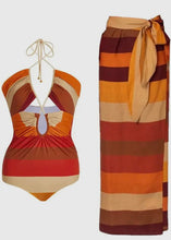 Load image into Gallery viewer, Striped One Piece With Matching Sarong
