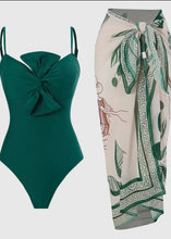 Load image into Gallery viewer, Green Bow One Piece With Matching Sarong
