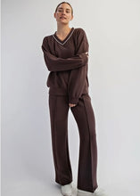 Load image into Gallery viewer, Espresso Modal Piping V-Neck Top

