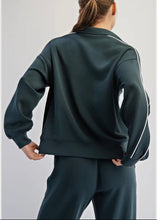 Load image into Gallery viewer, Midnight Green Modal Piping Polo Top
