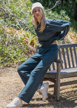 Load image into Gallery viewer, Midnight Green Modal Piping Polo Top
