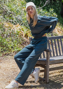 Midnight Green Modal Piping Polo Top