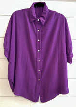 Load image into Gallery viewer, Purple Oversized Button Down Shirt
