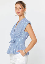 Load image into Gallery viewer, Peplum Tie Detail Button Down Blouse
