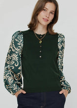 Load image into Gallery viewer, Mandarin Collar Sweater Woven Combo Top
