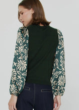 Load image into Gallery viewer, Mandarin Collar Sweater Woven Combo Top
