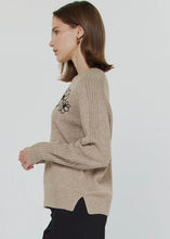 Load image into Gallery viewer, Cashmere Blend Flower Embroidered Sweater
