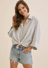 Load image into Gallery viewer, Wide Sleeve Stripe Button Down Shirt
