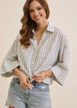 Load image into Gallery viewer, Wide Sleeve Stripe Button Down Shirt
