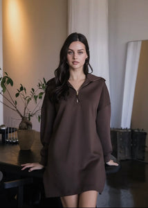 Cocoa Butter Soft Quarter Zip Long Sleeve Dress