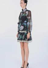 Load image into Gallery viewer, Floral Print Belted A-Line Chiffon Mini Dress
