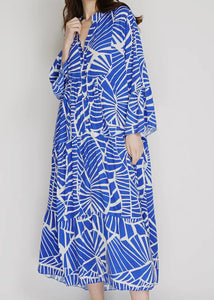 Blue Printed Maxi Dress