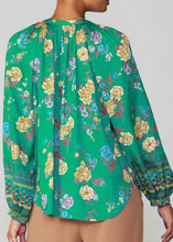 Load image into Gallery viewer, Green Floral Tie Neck Top
