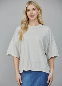 Heather Grey Cashmere Blend Drop Shoulder Sweater