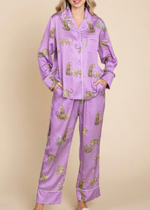 Lavender Satin Pajama Set