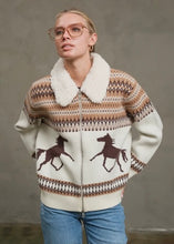 Load image into Gallery viewer, Western Horse Knit Zip Up Jacket
