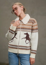 Load image into Gallery viewer, Western Horse Knit Zip Up Jacket
