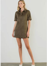 Load image into Gallery viewer, Short Sleeve Collared Suede Dress
