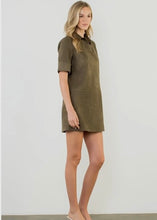 Load image into Gallery viewer, Short Sleeve Collared Suede Dress
