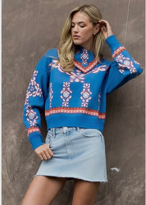 Long Sleeve Print Sweater