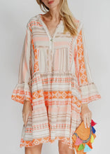 Load image into Gallery viewer, Orange Printed Short Cotton Dress
