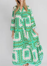 Load image into Gallery viewer, Green Printed Long Dress
