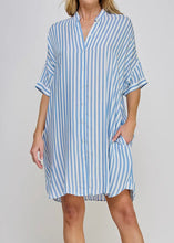 Load image into Gallery viewer, Blue And White Striped Dress With Pockets
