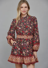 Load image into Gallery viewer, Border Print Belted Button Down Mini Dress
