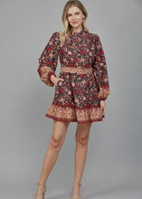 Load image into Gallery viewer, Border Print Belted Button Down Mini Dress
