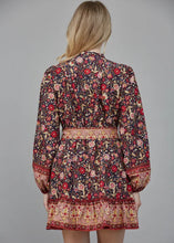 Load image into Gallery viewer, Border Print Belted Button Down Mini Dress
