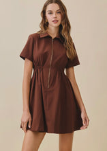 Load image into Gallery viewer, Elastic Waist Front Zip Mini Dress
