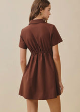 Load image into Gallery viewer, Elastic Waist Front Zip Mini Dress
