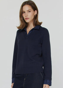 Collared V-Neck Combo Sweater