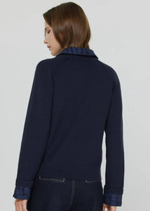 Collared V-Neck Combo Sweater