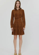 Load image into Gallery viewer, Collared Button Down Pleated Mini Dress
