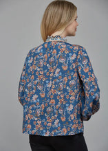 Load image into Gallery viewer, Printed Button Down High Neck Ruffle Blouse
