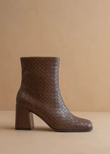 Load image into Gallery viewer, Coffee Woven Block Heel Ankle Boot
