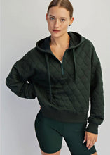 Load image into Gallery viewer, Regency Green Quilted Quarter Zip Hoodie
