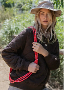 Espresso Quilted Quarter Snap Pullover