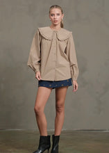 Load image into Gallery viewer, Beige Frill Collar Cotton Blouse
