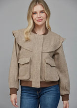 Load image into Gallery viewer, Perforated Pattern Ruffle Detail Bomber Jacket
