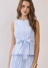 Load image into Gallery viewer, Striped Sleeveless Tie Waist Peplum Top
