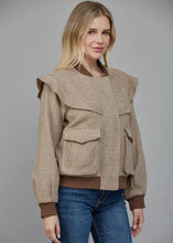 Load image into Gallery viewer, Perforated Pattern Ruffle Detail Bomber Jacket
