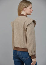 Load image into Gallery viewer, Perforated Pattern Ruffle Detail Bomber Jacket
