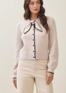 Stitch Detail Bow Sweater Top