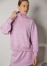 Load image into Gallery viewer, Blossom Stripe Quarter Zip Mock Neck Pullover
