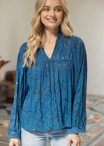 Pintucked Scallop Trim Detail Top