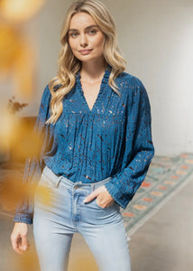Pintucked Scallop Trim Detail Top